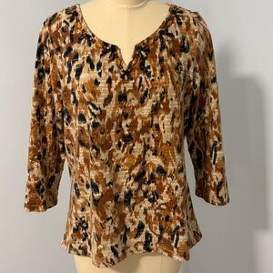 Ruby Rd. Animal Print Beaded Neckline women’s 
Top SZL